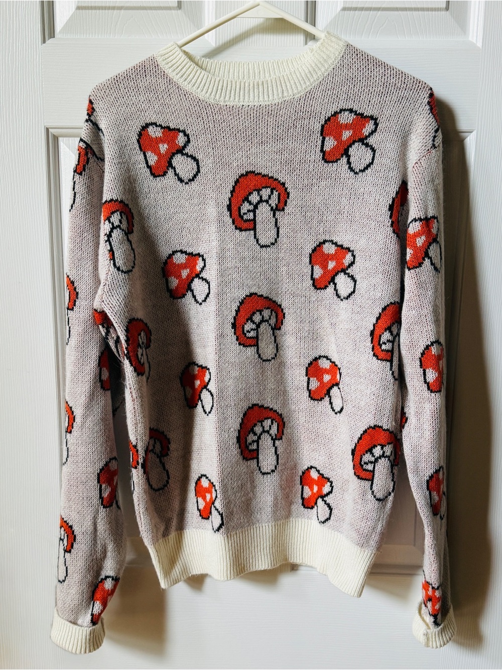 SUPER MASSIVE BRAND MUSHROOM PATTERN KNIT  SWEATER LONG SLEEVE M